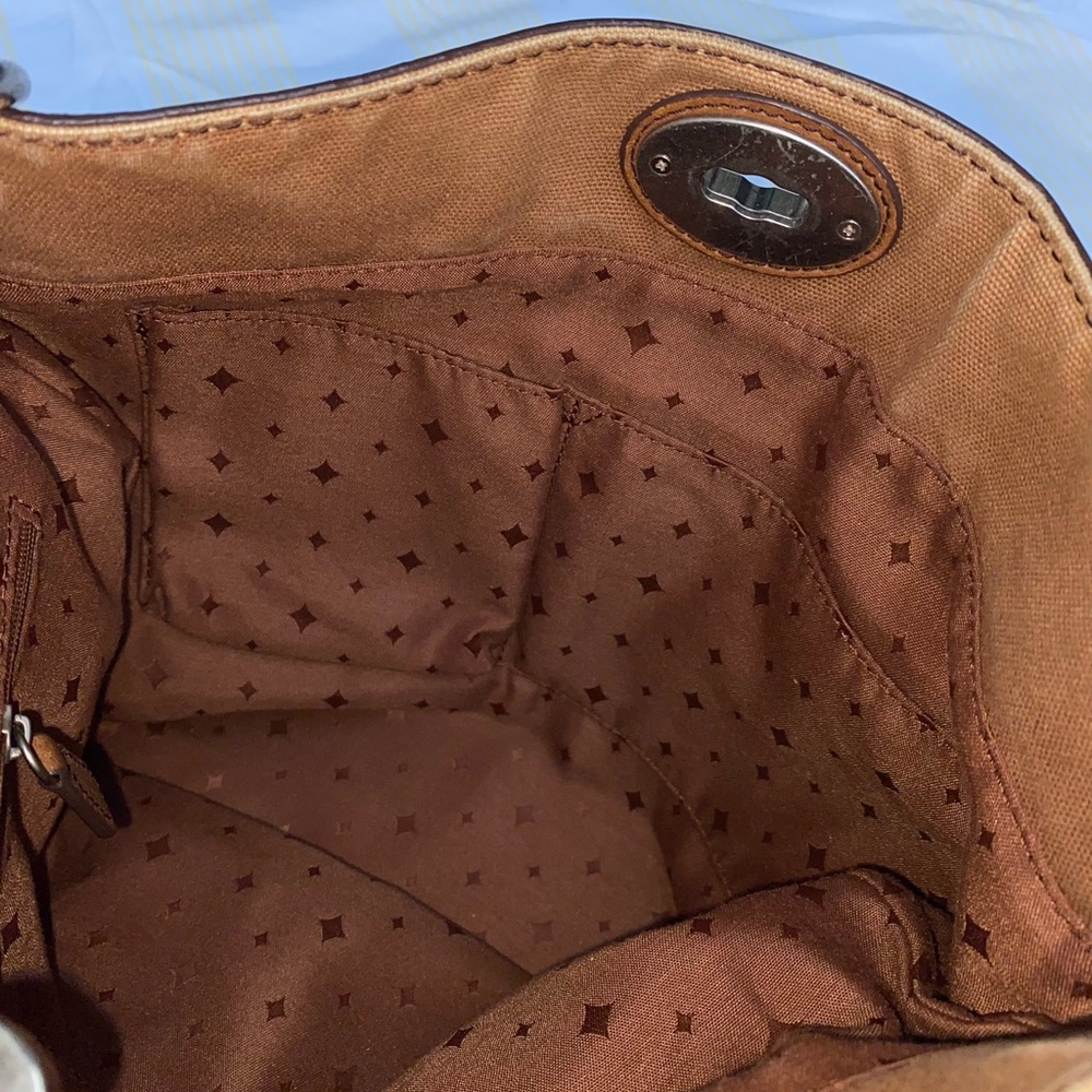 Camel Colored Fossil Shoulder Bag - image 6